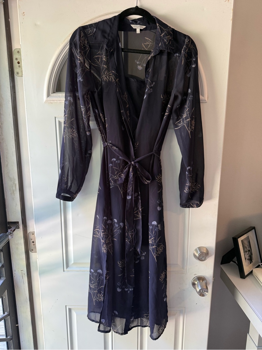Lucky Brand Floral Print Navy Dress with Belt